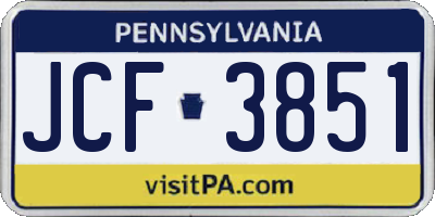 PA license plate JCF3851