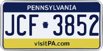 PA license plate JCF3852