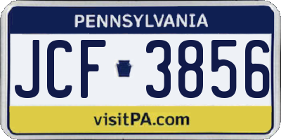 PA license plate JCF3856