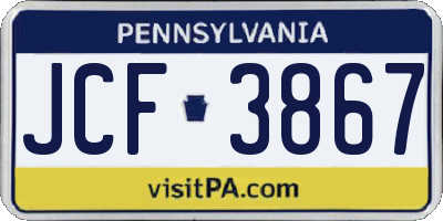 PA license plate JCF3867