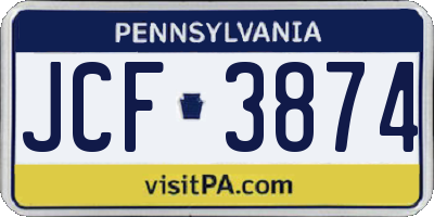 PA license plate JCF3874