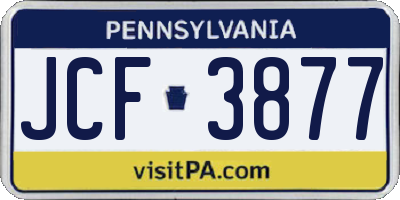 PA license plate JCF3877