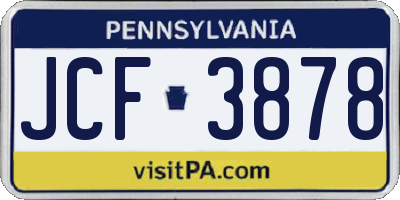 PA license plate JCF3878