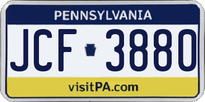PA license plate JCF3880