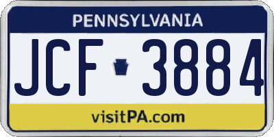 PA license plate JCF3884