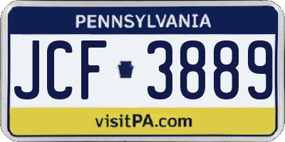 PA license plate JCF3889