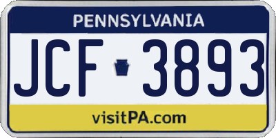 PA license plate JCF3893