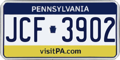 PA license plate JCF3902