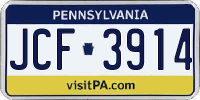 PA license plate JCF3914