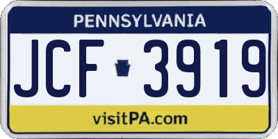 PA license plate JCF3919