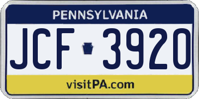 PA license plate JCF3920