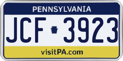 PA license plate JCF3923