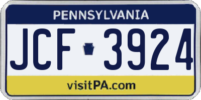 PA license plate JCF3924