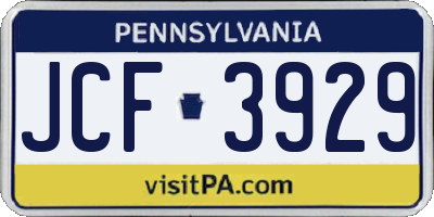 PA license plate JCF3929