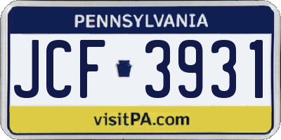 PA license plate JCF3931