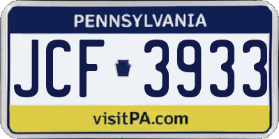 PA license plate JCF3933