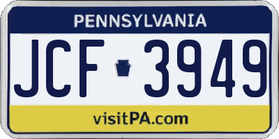 PA license plate JCF3949