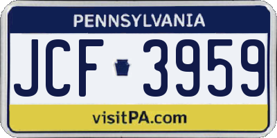 PA license plate JCF3959