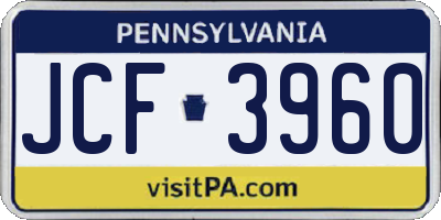 PA license plate JCF3960
