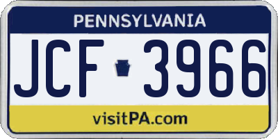 PA license plate JCF3966