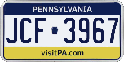 PA license plate JCF3967