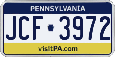 PA license plate JCF3972