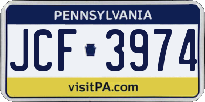 PA license plate JCF3974