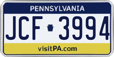 PA license plate JCF3994