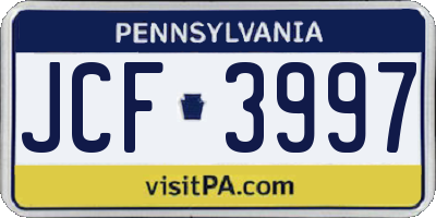 PA license plate JCF3997
