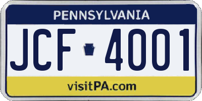 PA license plate JCF4001