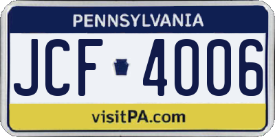 PA license plate JCF4006