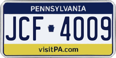 PA license plate JCF4009