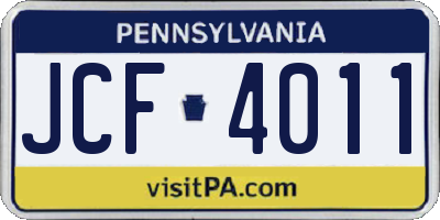 PA license plate JCF4011