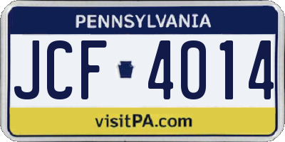 PA license plate JCF4014