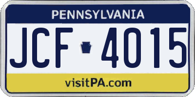 PA license plate JCF4015