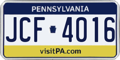 PA license plate JCF4016
