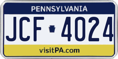 PA license plate JCF4024