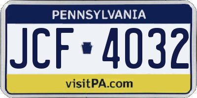 PA license plate JCF4032