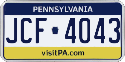 PA license plate JCF4043