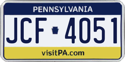 PA license plate JCF4051