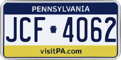 PA license plate JCF4062