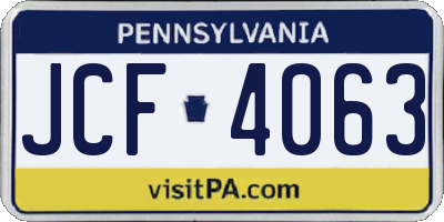 PA license plate JCF4063