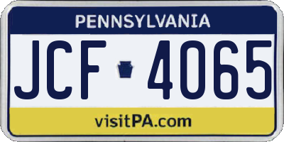 PA license plate JCF4065