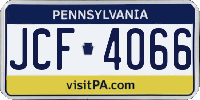 PA license plate JCF4066