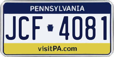 PA license plate JCF4081