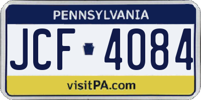 PA license plate JCF4084