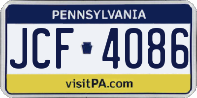 PA license plate JCF4086