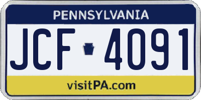 PA license plate JCF4091