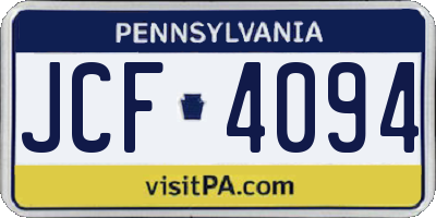 PA license plate JCF4094