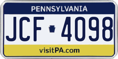 PA license plate JCF4098